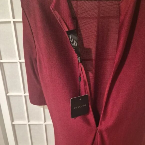ST. JOHN Wool-Blend Knit Sheath Dress Cardinal Red NWT Sz 6 - Picture 7 of 12